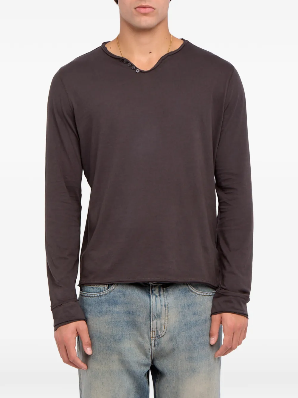 Zadig&Voltaire Monsatir Henley T-shirt met knoopdetail Grijs