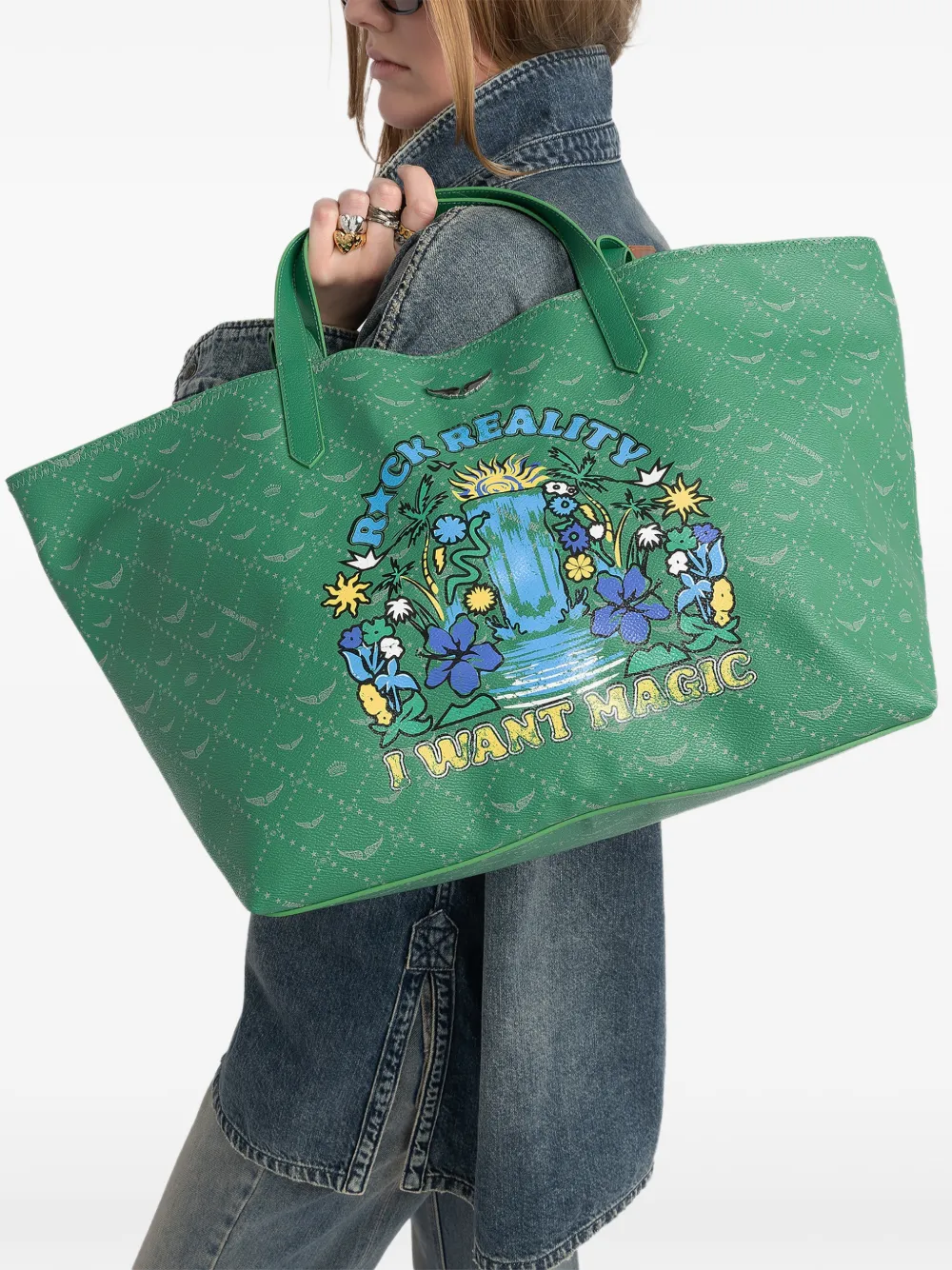 Zadig&Voltaire Shopper met monogram Groen