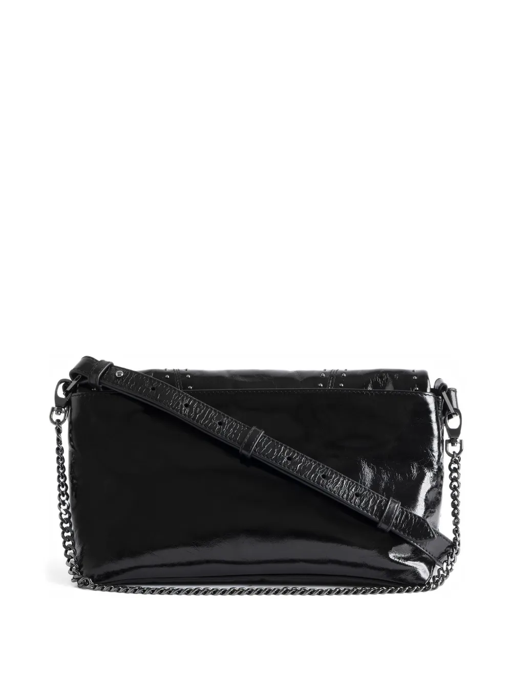 Zadig & Voltaire Rocky Ii Studs Leather Shoulder Bag In Black