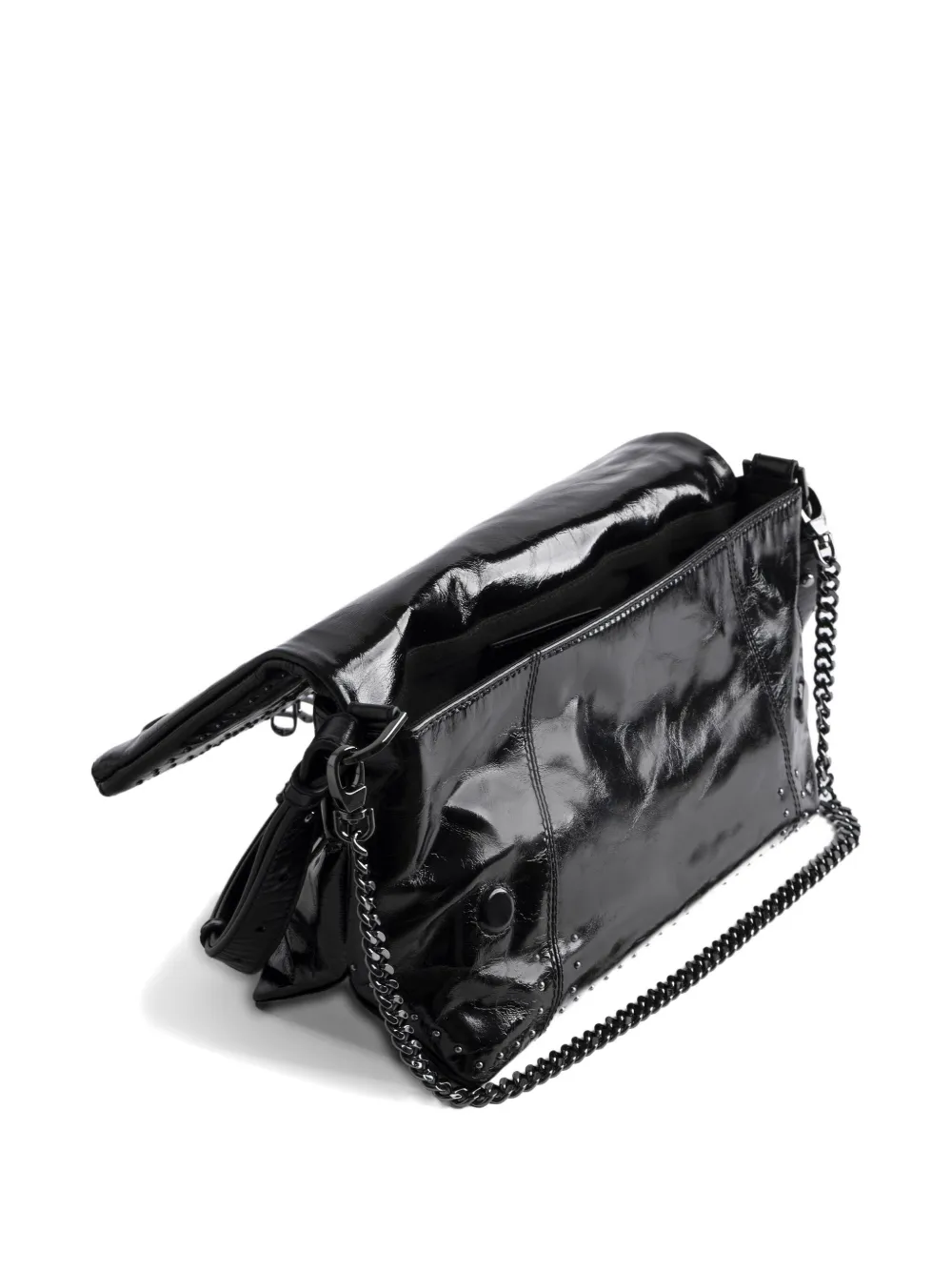 Zadig & Voltaire Rocky Ii Studs Leather Shoulder Bag In Black