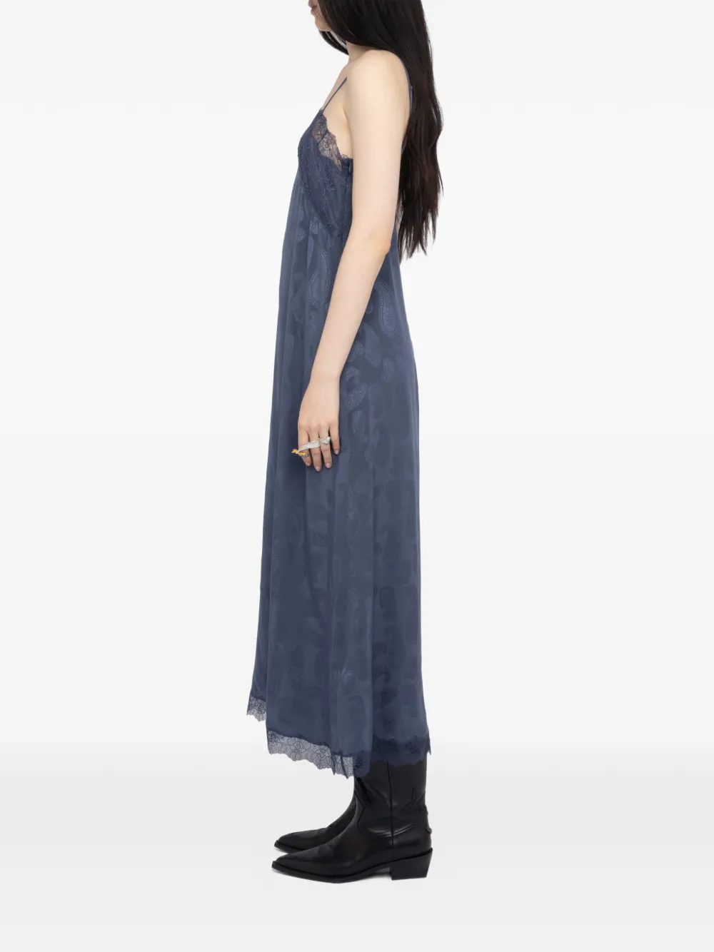 Zadig&Voltaire Ridar jurk met paisley-print en kant Blauw