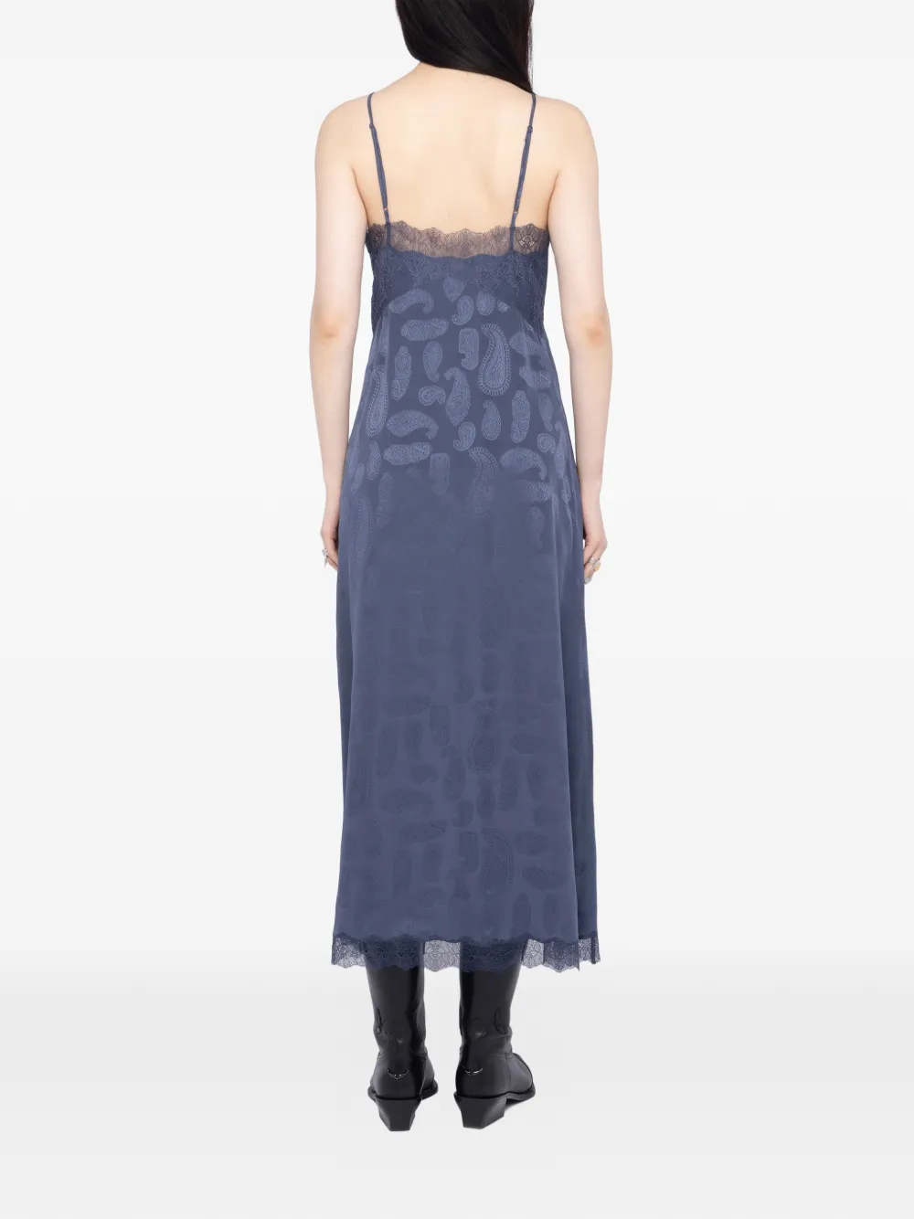 Zadig&Voltaire Ridar jurk met paisley-print en kant Blauw