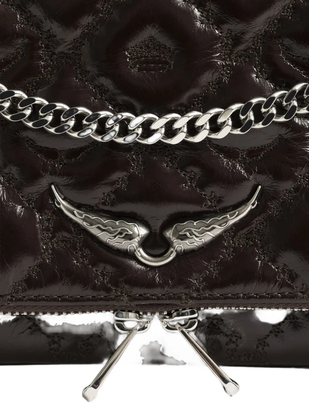 Zadig & Voltaire Rock Ii Vintage Quilted-effect Satchel Bag In Brown