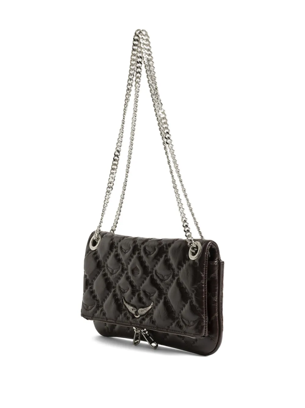 Zadig & Voltaire Rock Ii Vintage Quilted-effect Satchel Bag In Brown