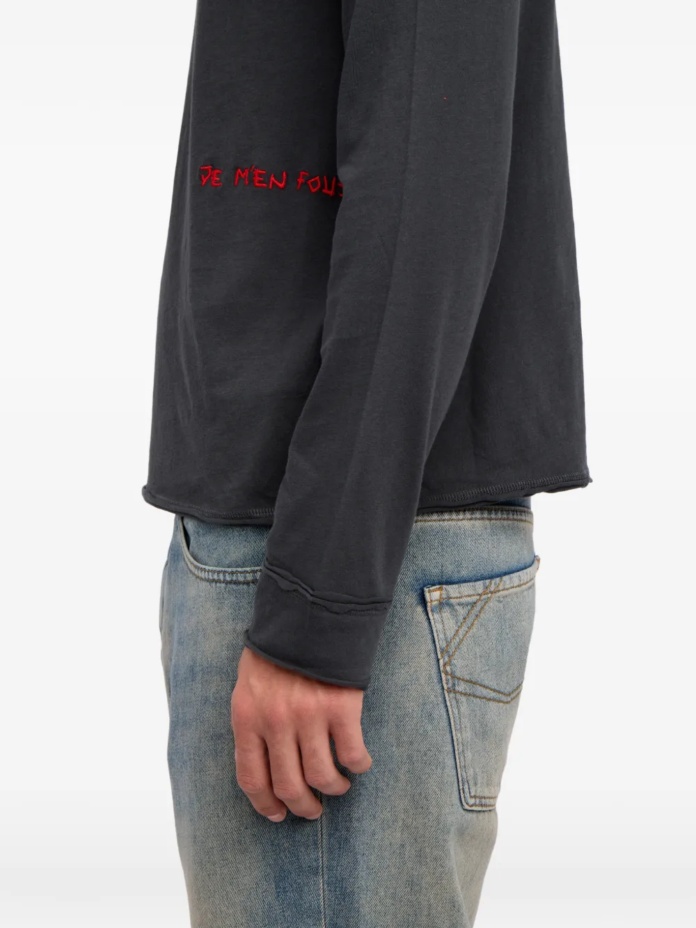 Zadig&Voltaire Monsatir Henley T-shirt met knoopdetail en lange mouwen Grijs