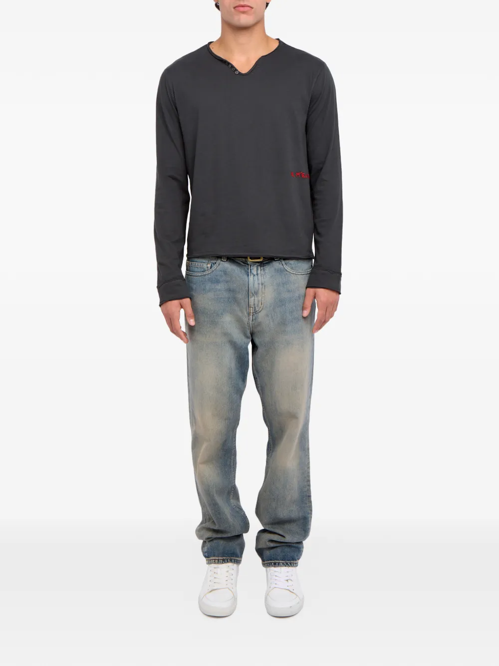 Zadig&Voltaire Monsatir Henley button-detail long-sleeve T-shirt - Grijs