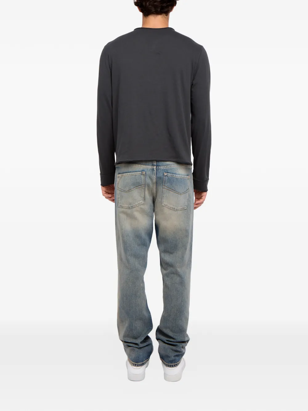Zadig&Voltaire Monsatir Henley T-shirt met knoopdetail en lange mouwen Grijs