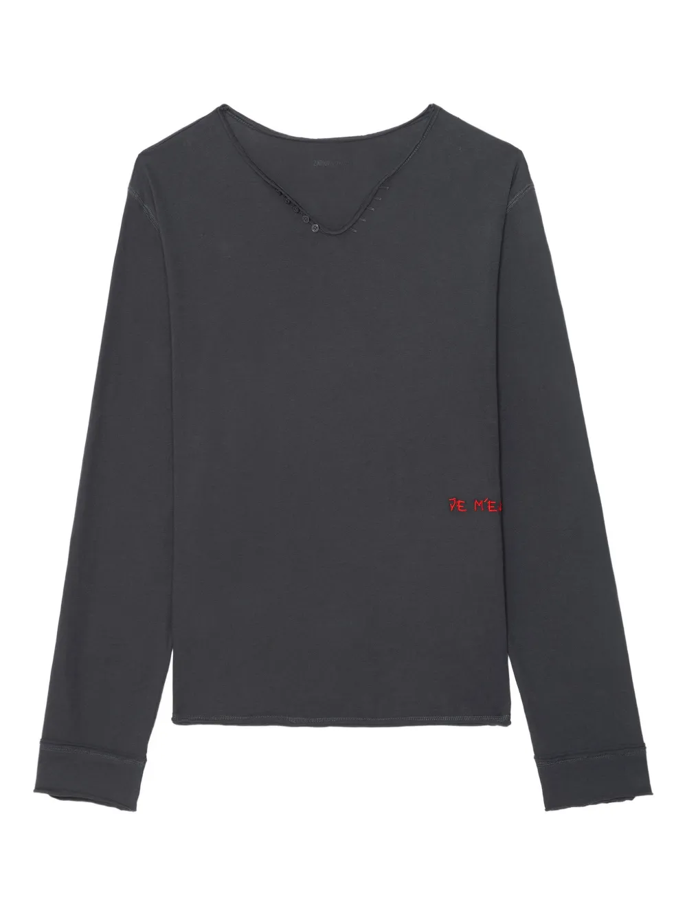 Zadig&Voltaire Monsatir Henley button-detail long-sleeve T-shirt | Grey | Image 1