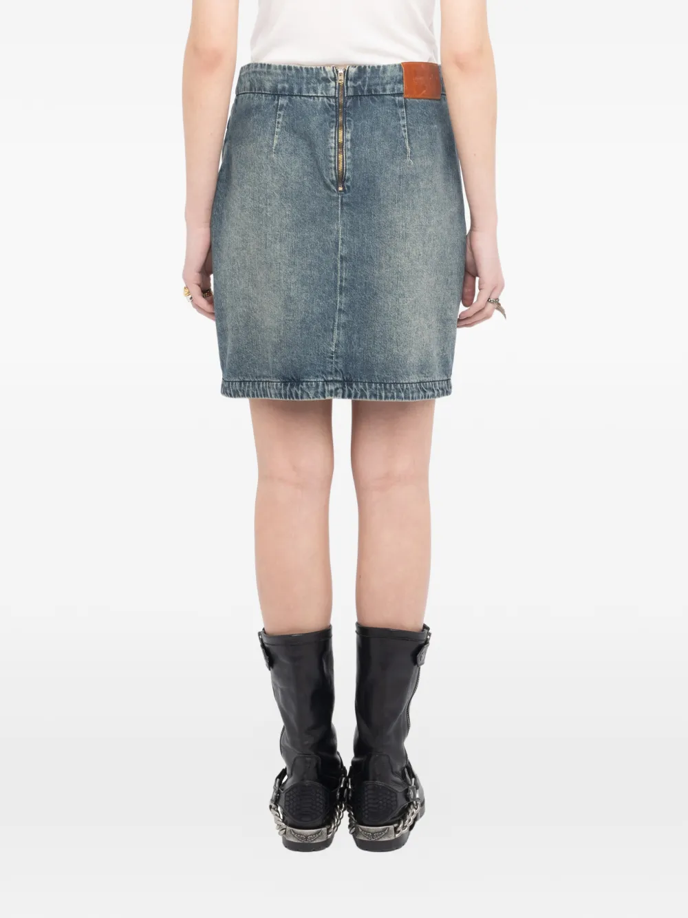 denim wrap mini skirt