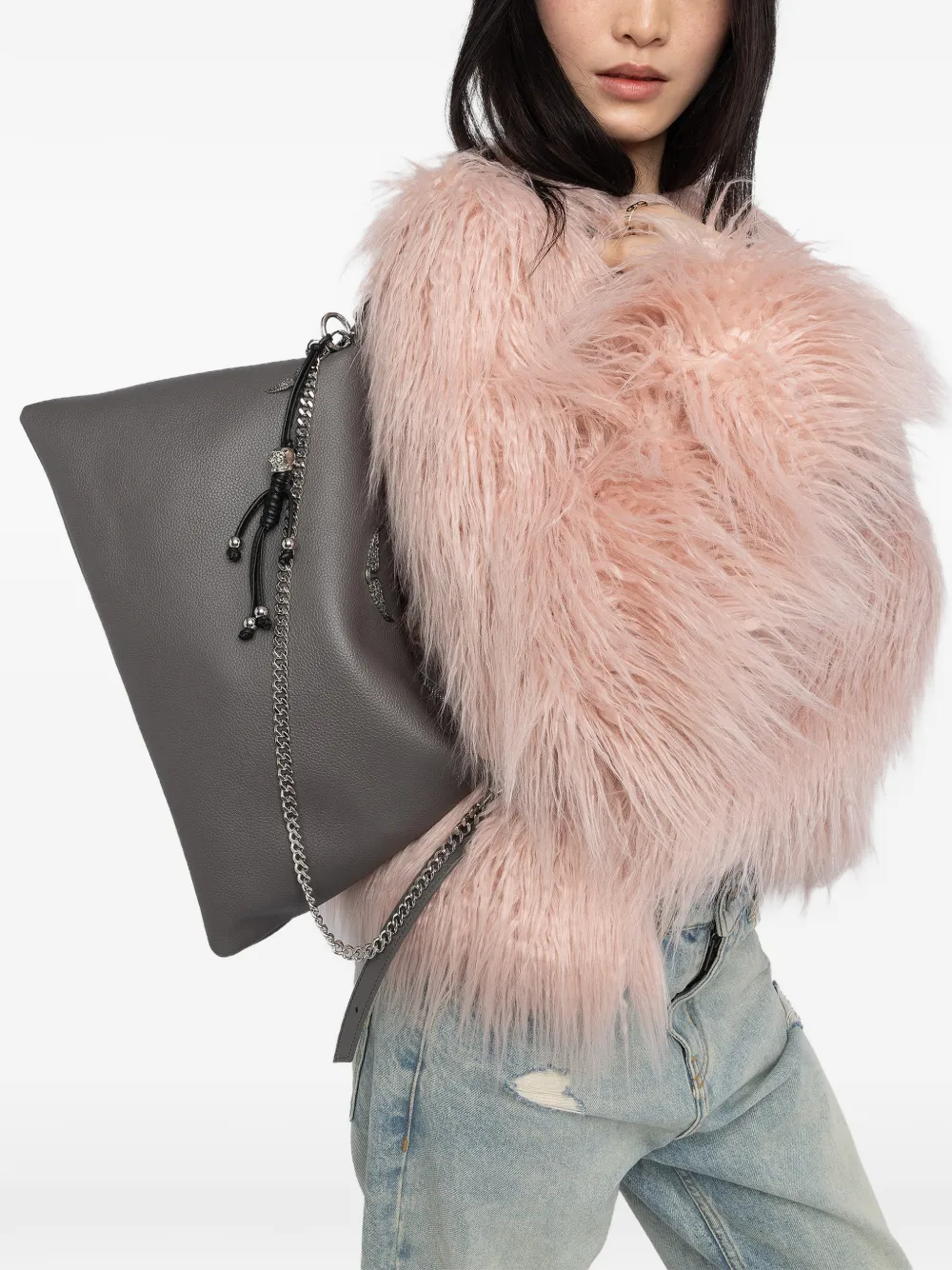 Zadig&Voltaire Jim grained-leather shoulder bag - Grijs