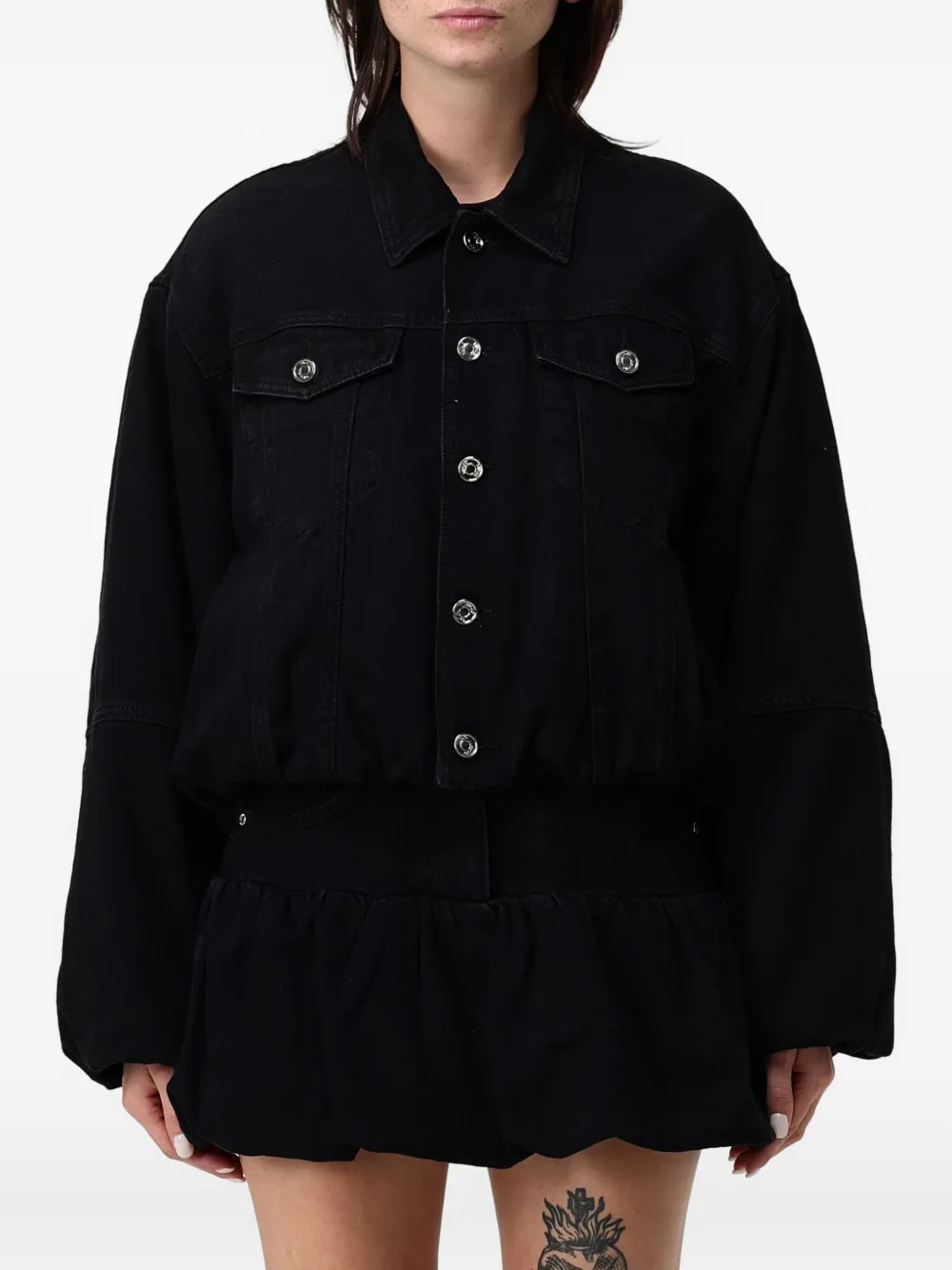 LIU JO balloon denim jacket | Black | Image 1