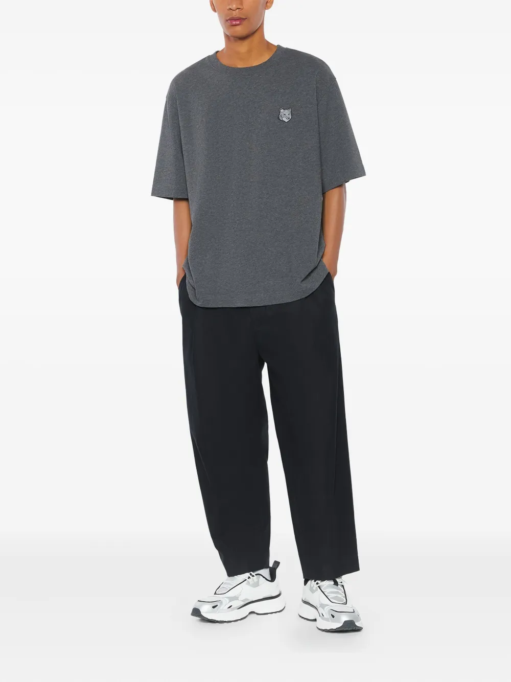 Maison Kitsuné logo-detailing cotton T-Shirt - Grijs