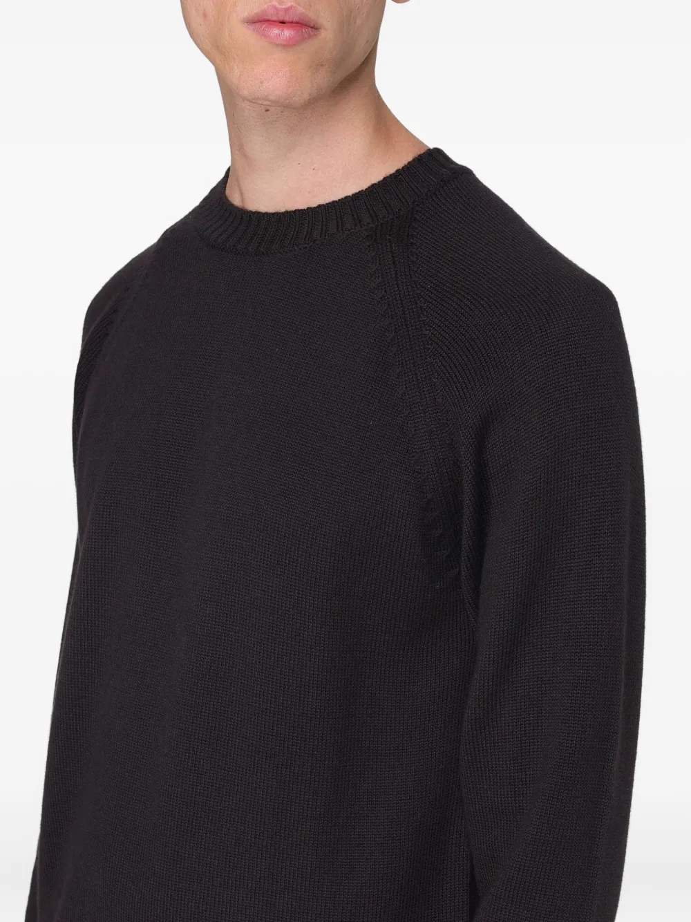 Paolo Pecora Round-neck Raglan Sweater In Brown