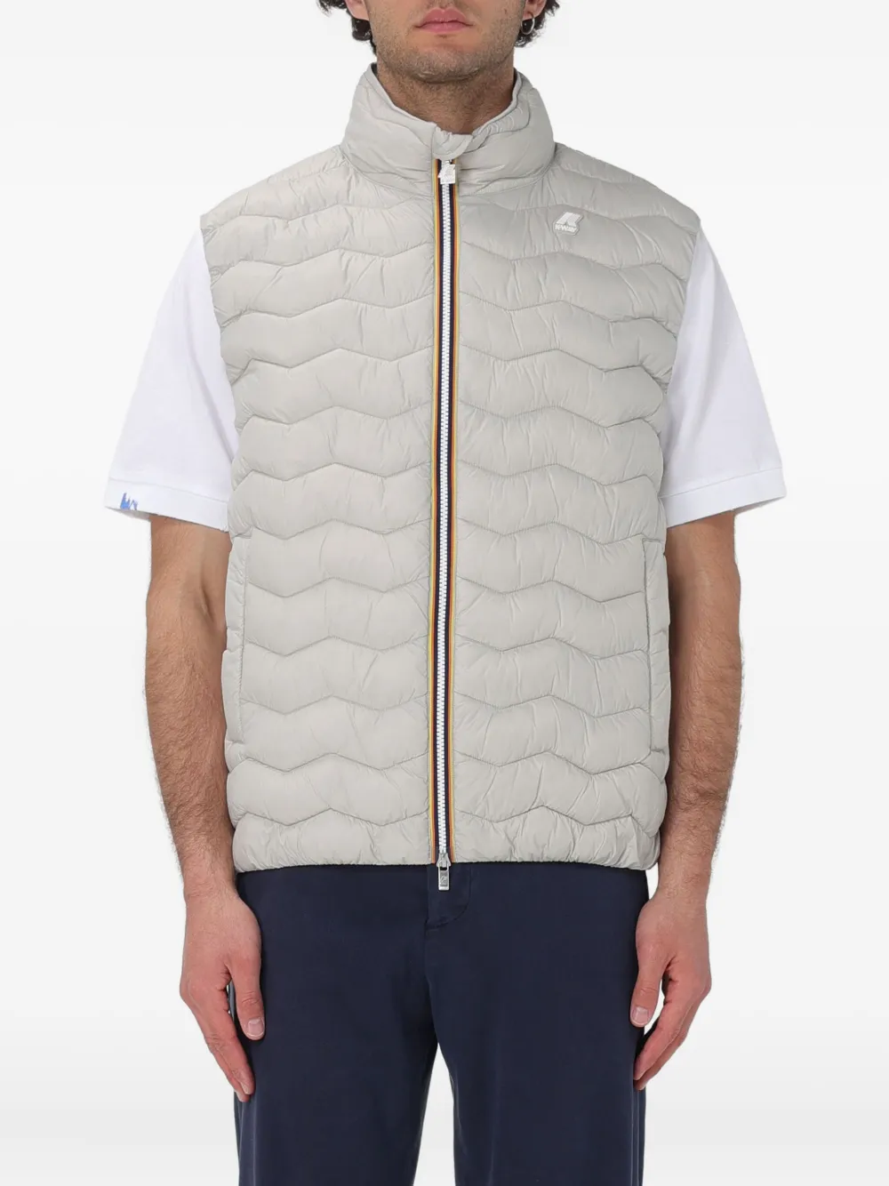 K-way Valen Quilted Zipped Gilet In Gray