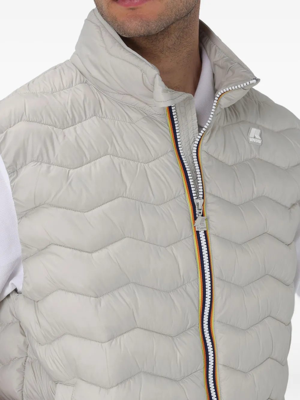 K-way Valen Quilted Zipped Gilet In Gray