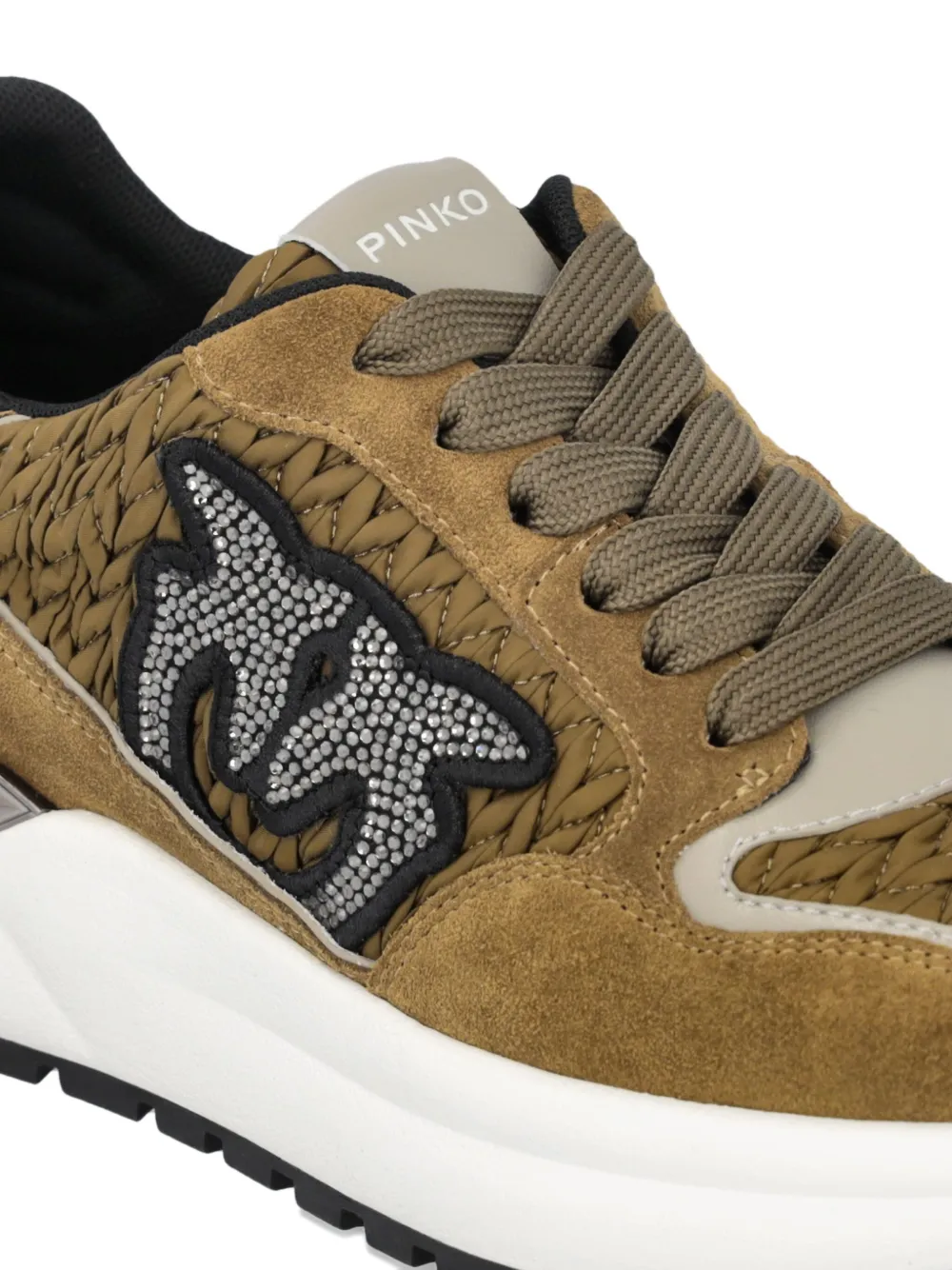 Pinko Logo-patch Sneakers In Brown