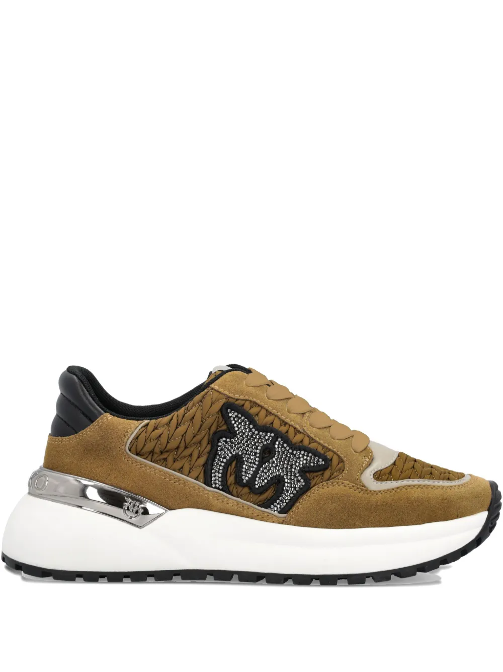 Pinko Logo-patch Sneakers In Brown