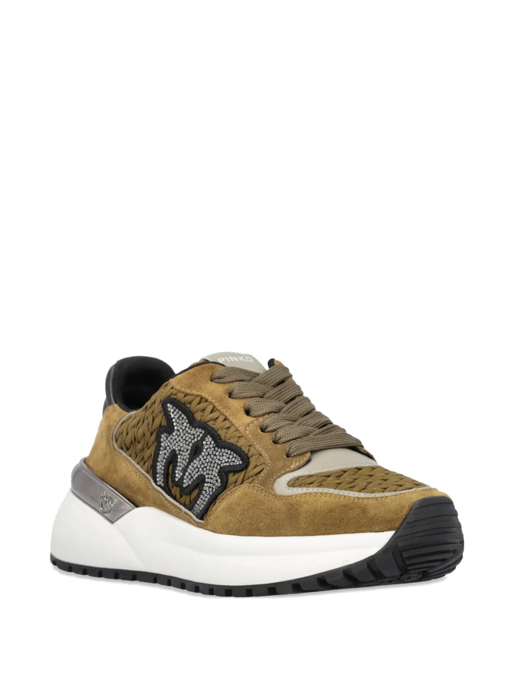 Pinko Logo-patch Sneakers In Brown