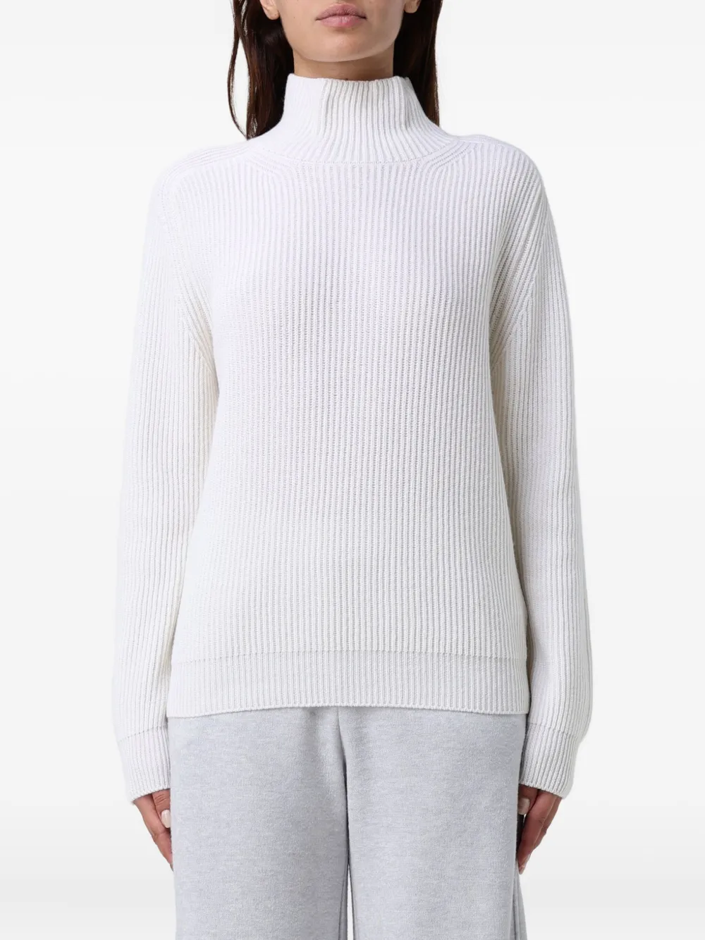 Dondup Ribbed Turtleneck Sweater In White