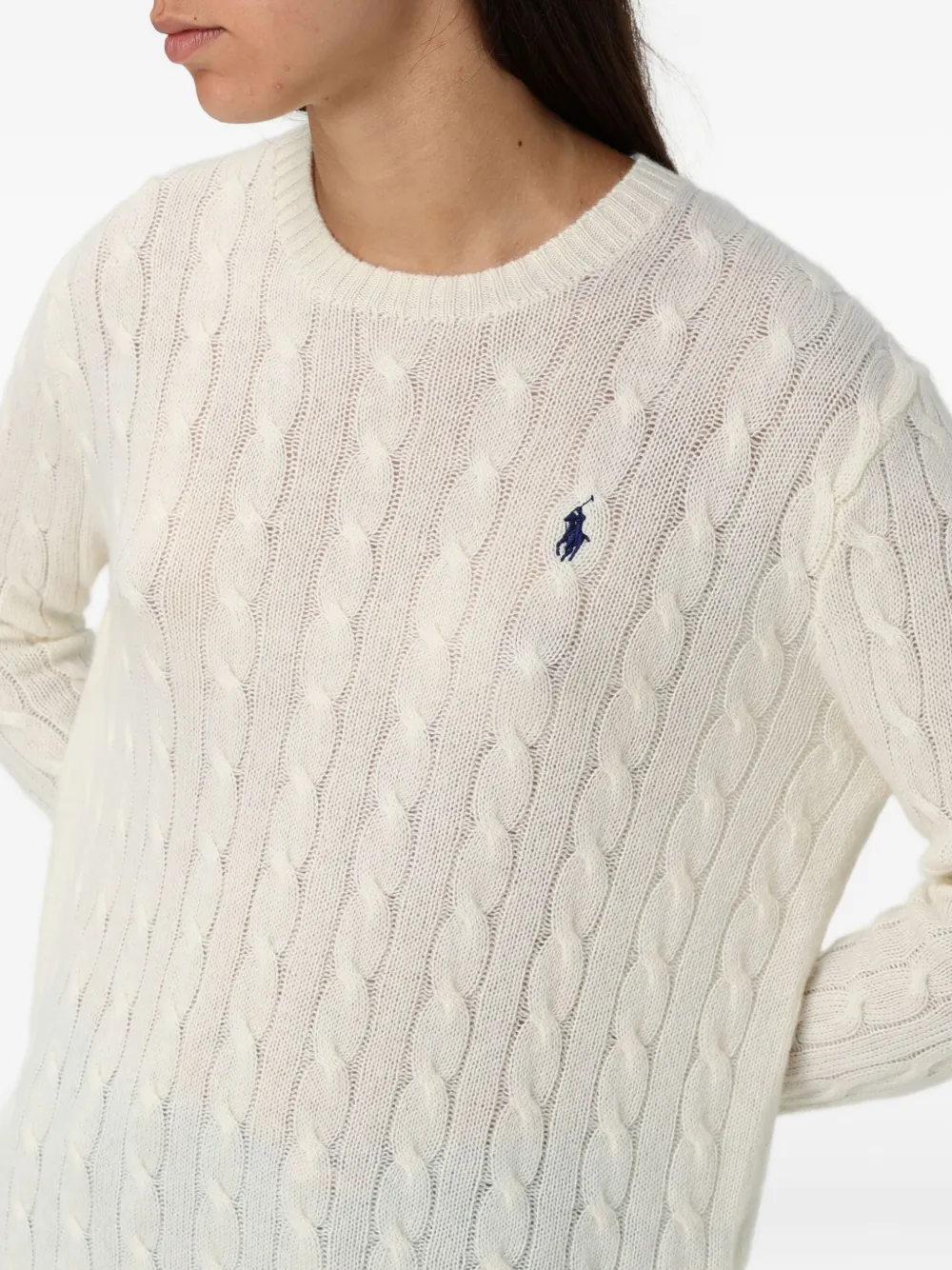 Polo Ralph Lauren Cable-knit Logo Sweater In White