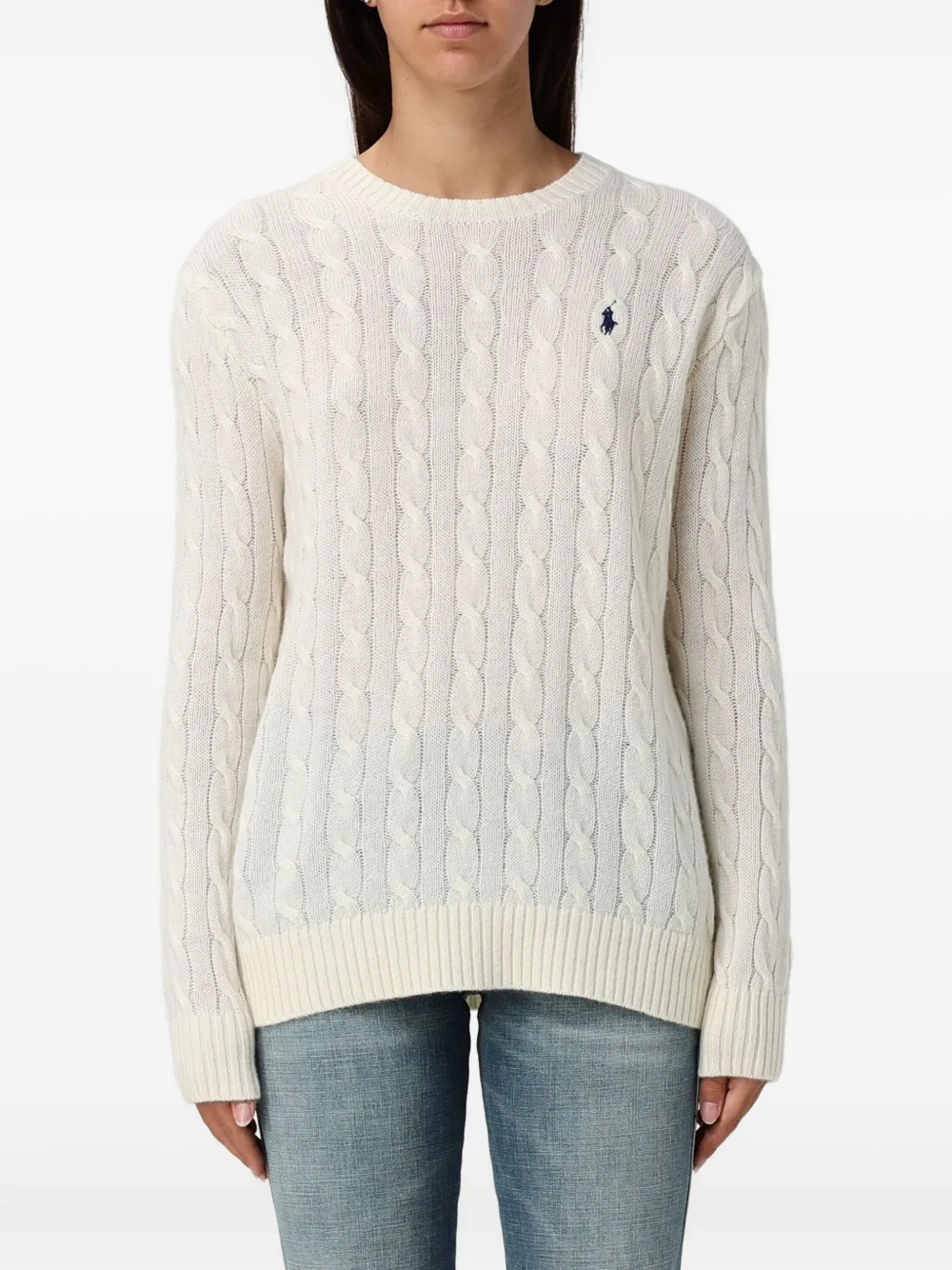 Polo Ralph Lauren Cable-knit Logo Sweater In White
