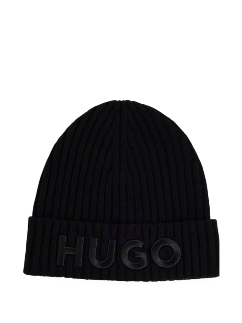 Hugo Boss Ribbed Beanie Hat In Black