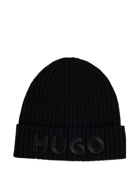 HUGO ribbed beanie hat