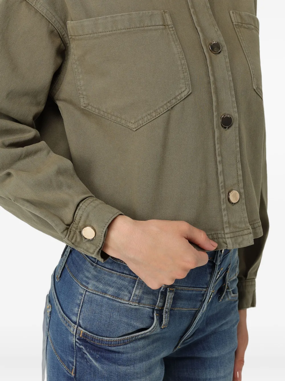Liu •jo Buttoned Cropped Jacket In Green