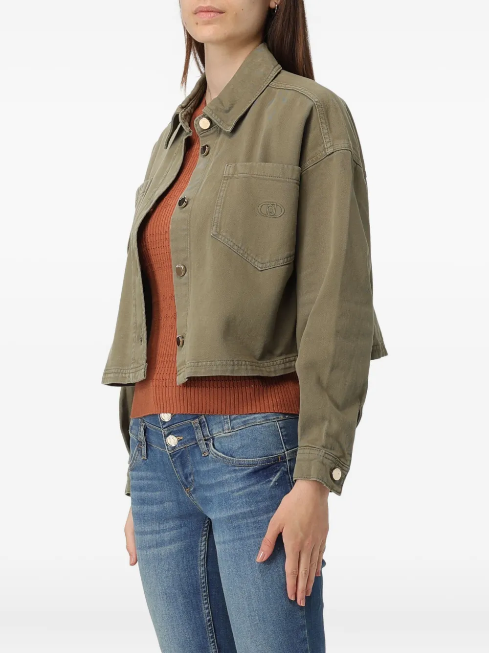 Liu •jo Buttoned Cropped Jacket In Green