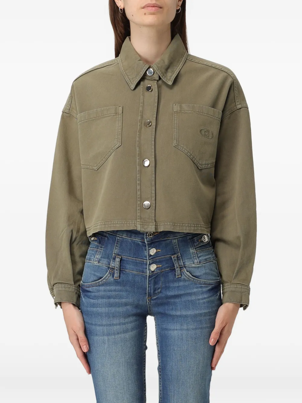 Liu •jo Buttoned Cropped Jacket In Green