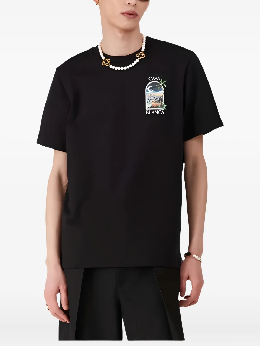 Casablanca logo-print T-shirt - Zwart