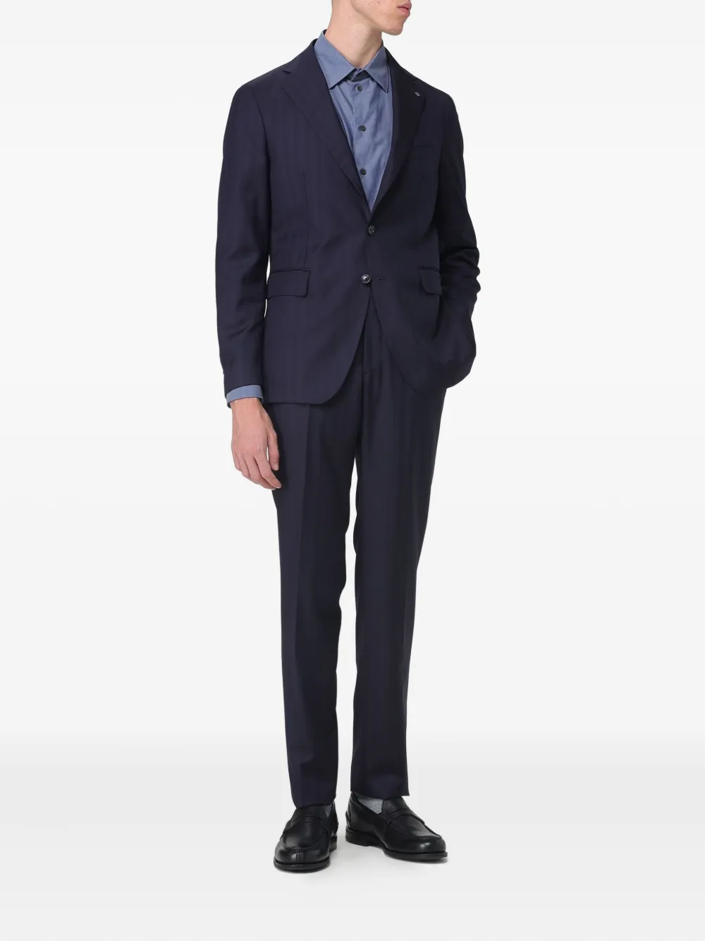 Tagliatore herringbone suit | Blue | Image 1