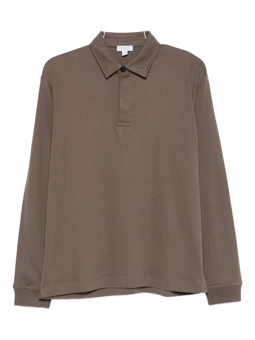 Sunspel Long-sleeve Polo Shirt In Brown