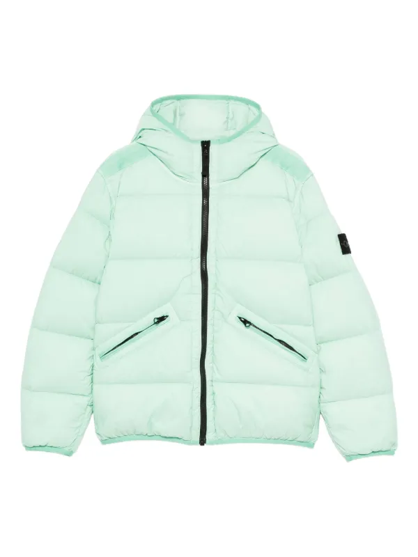 Stone  junior ソフトシェル フーデッドジャケット Stone Island Junior フーデッド パデッドジャケット | グリーン