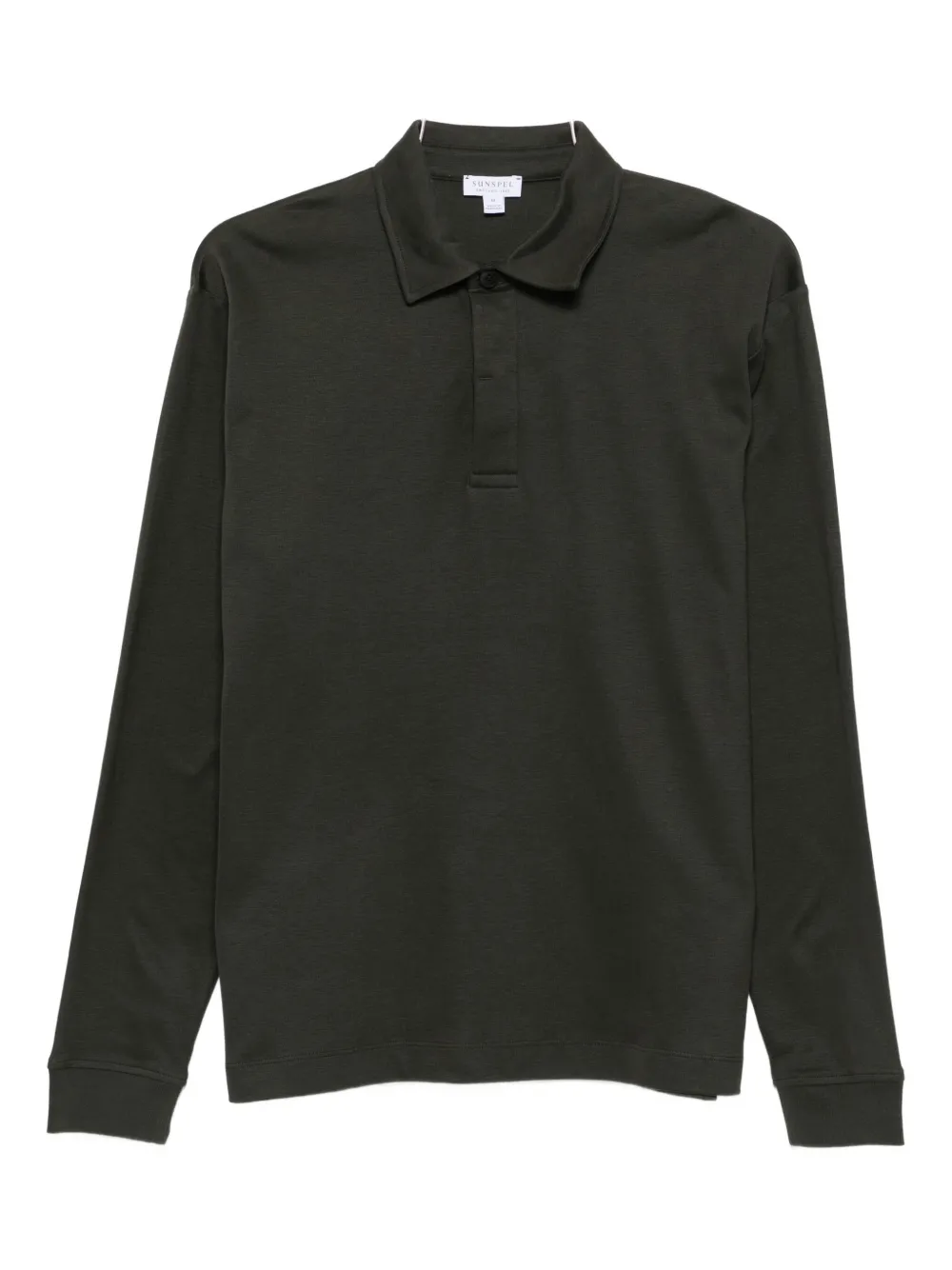 Sunspel Long-sleeve Polo Shirt In Black