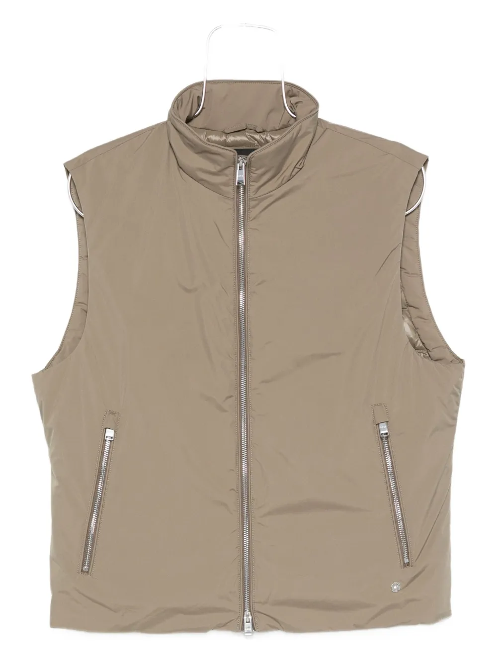 Hugo Boss Zip-up Sleeveless Gilet In Brown