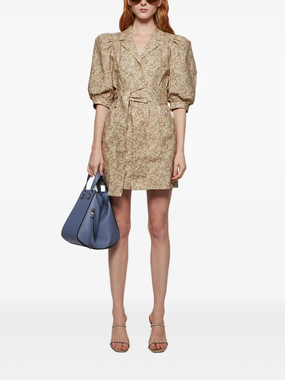 Lhd Casitas puff-sleeve belted dress - Beige