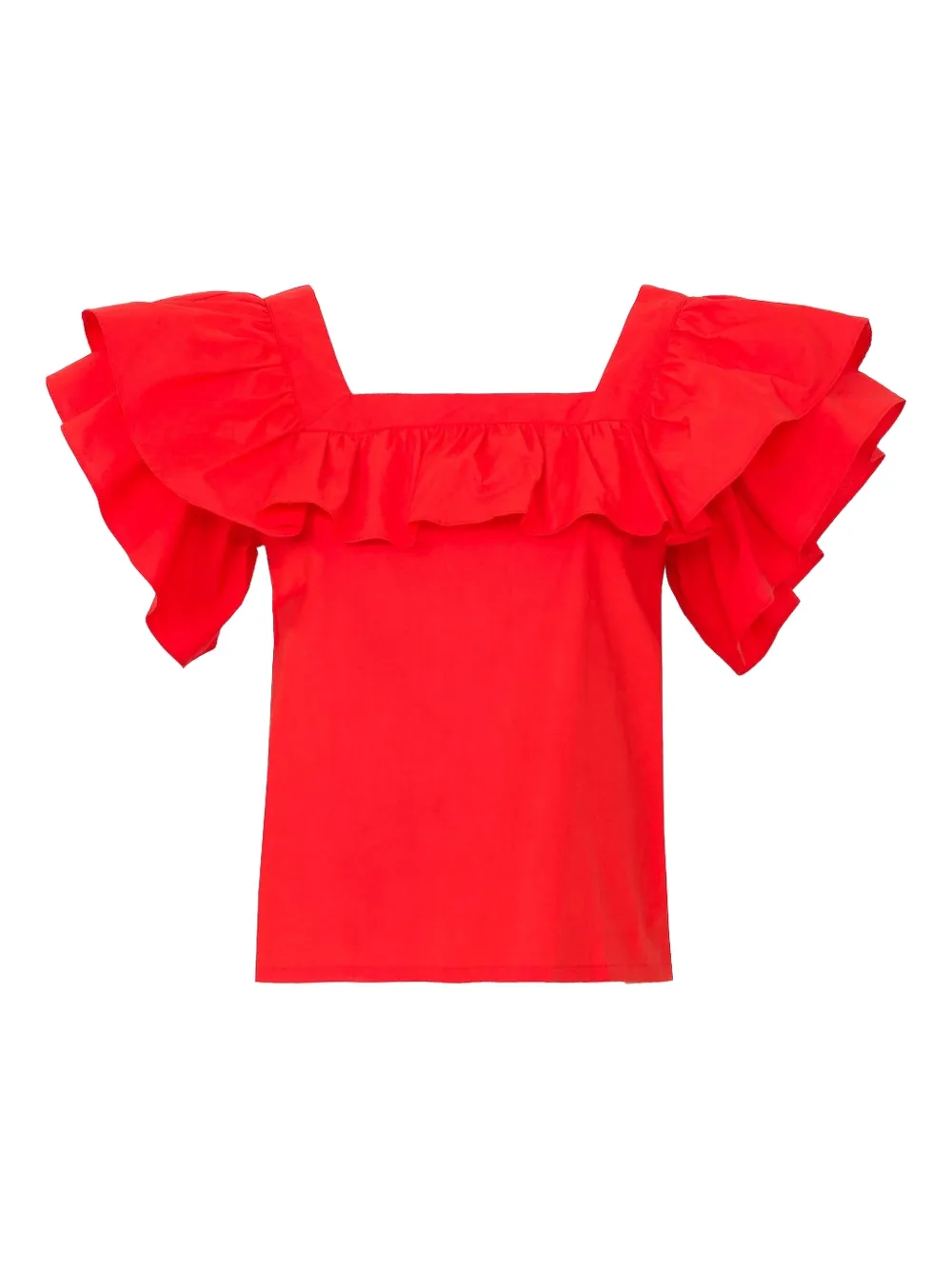 Lhd ruffled square neck blouse | Red | Image 1
