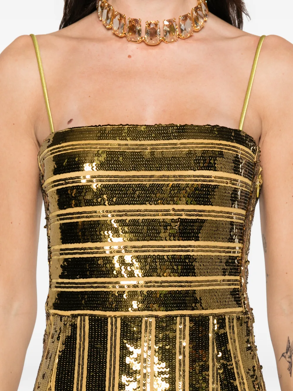 Galvan Sequin Bandeau Gown Maxi Dress In Gold