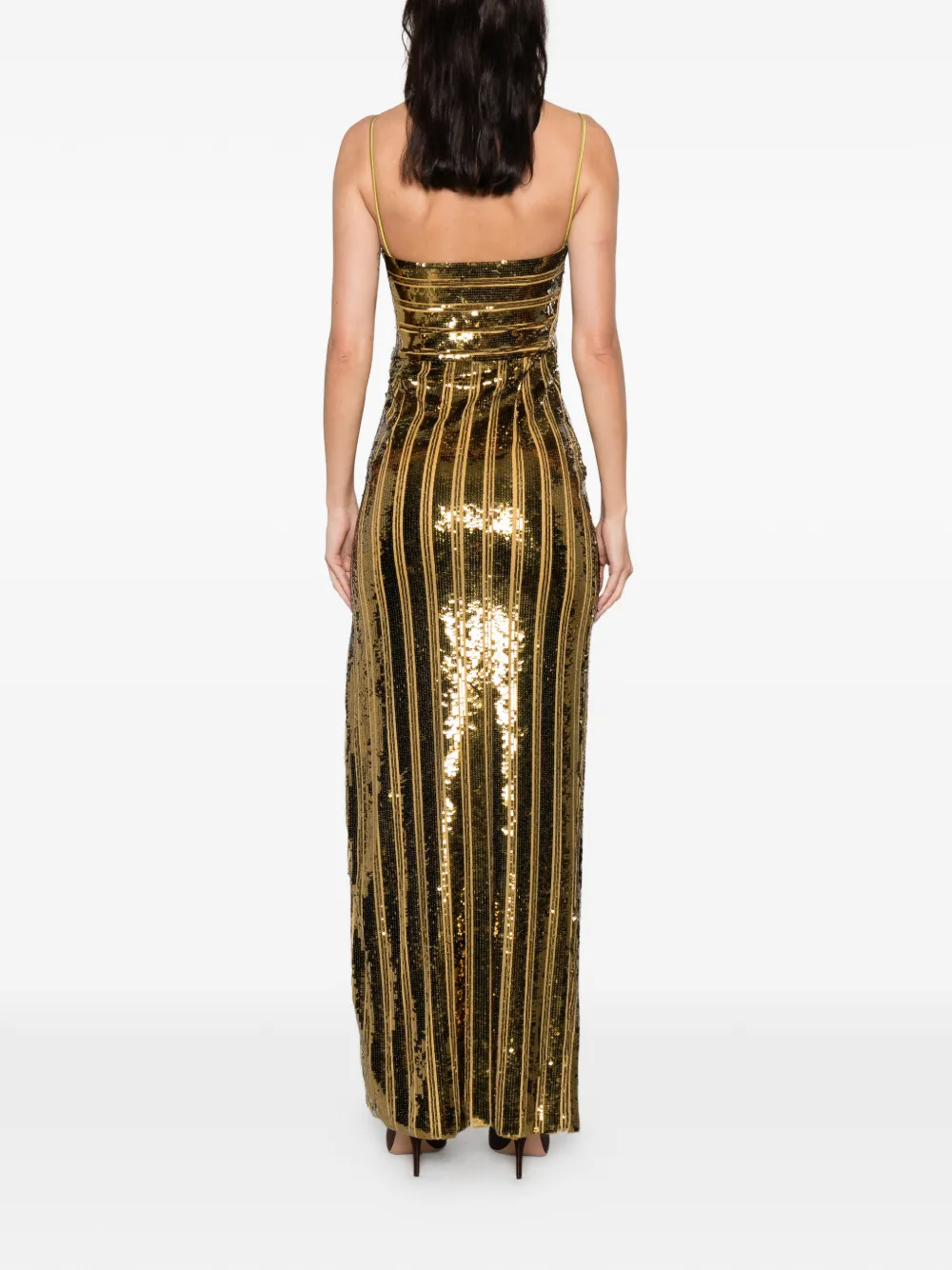 Galvan Sequin Bandeau Gown Maxi Dress In Gold