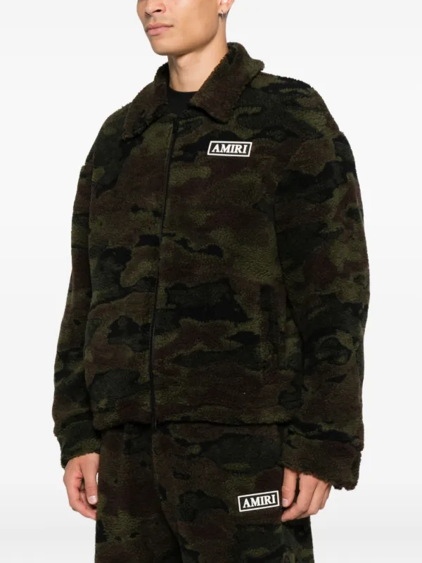AMIRI Camo Fleece zip-up Bomber Jacket | Green | FARFETCH GE