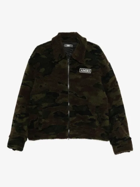 AMIRI camo fleece zip-up bomber jacket