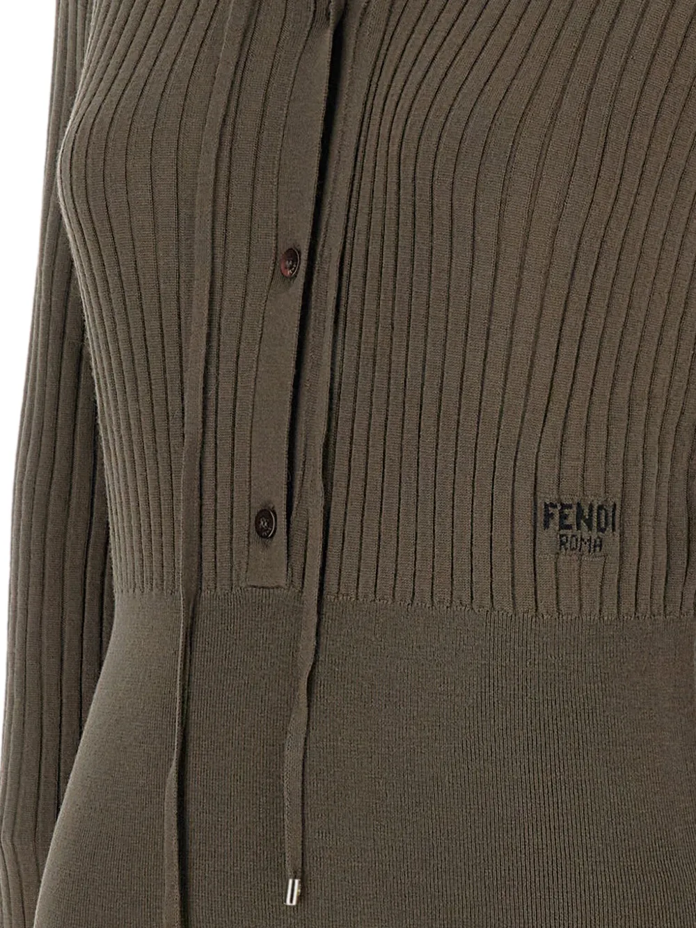  Fendi Ribbed Embroidered Knitwear - Brown 