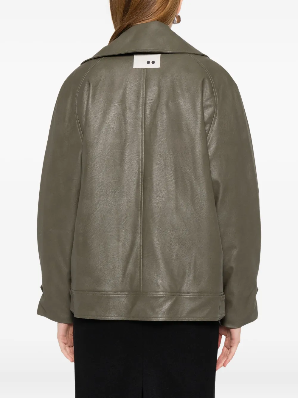 The M Belted Leather Jacket In Green