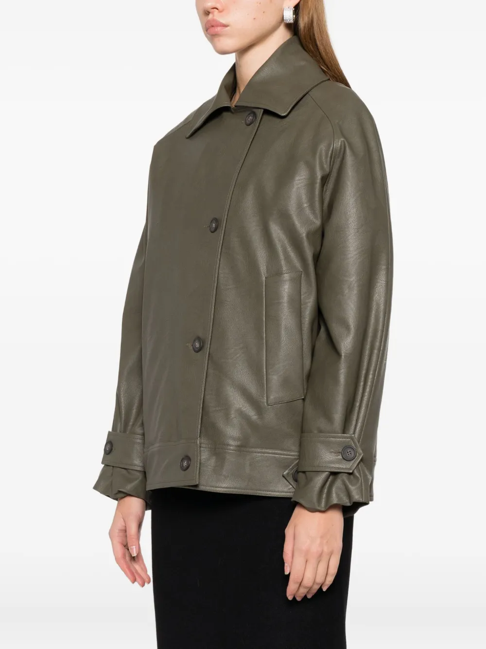 The M Belted Leather Jacket In Green