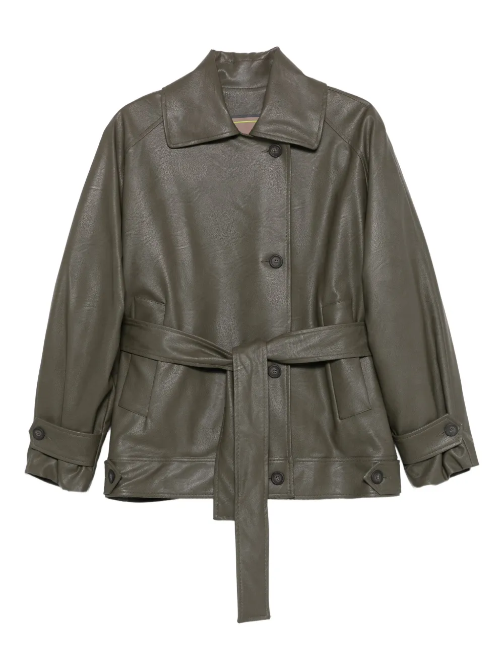 THE M belted leather jacket | Green | Image 1