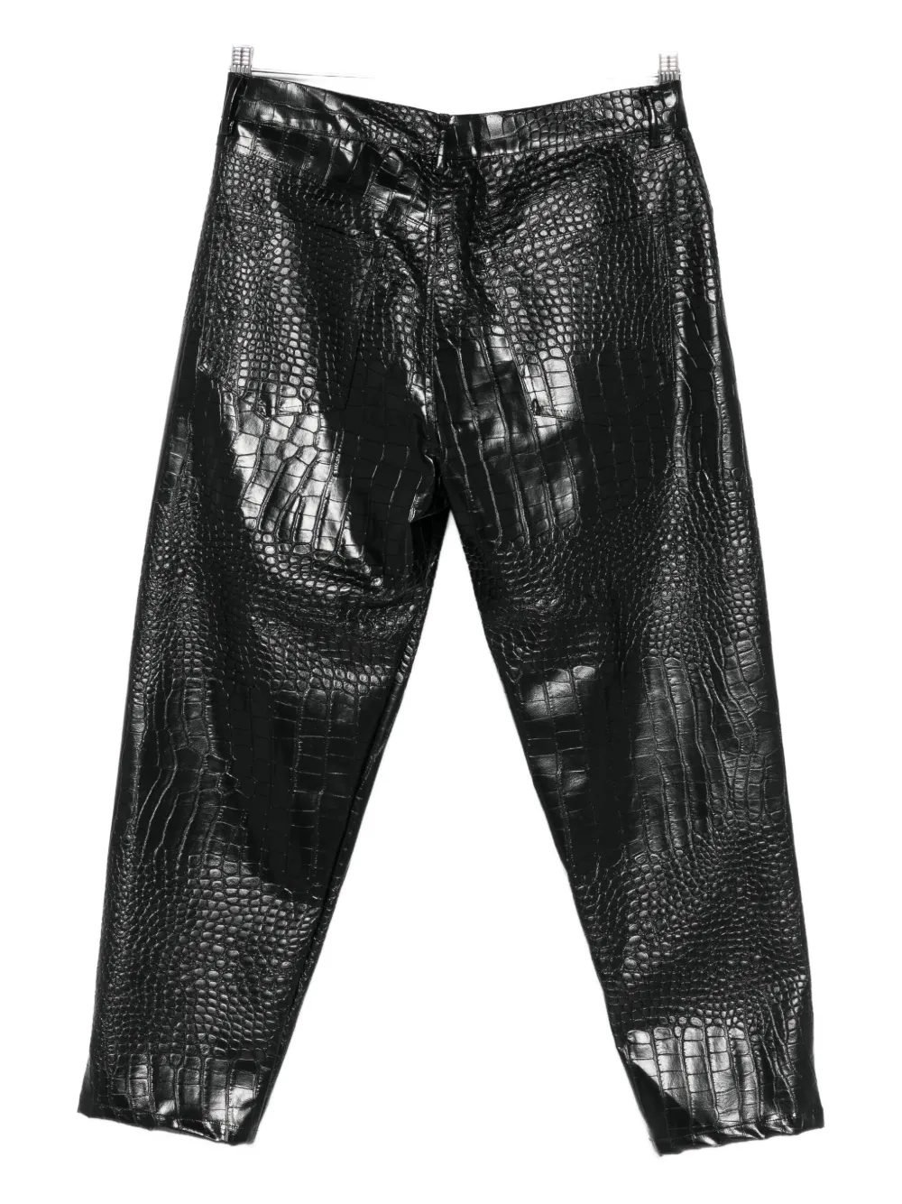 THE M crocodile-effect trousers - Zwart