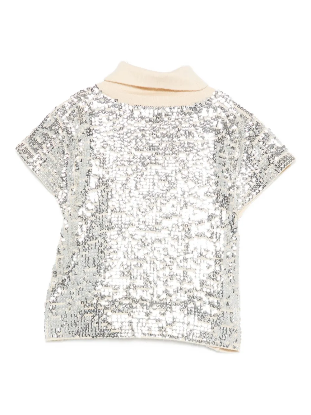 Nº21 Kids T-shirt met col en pailletten Zilver