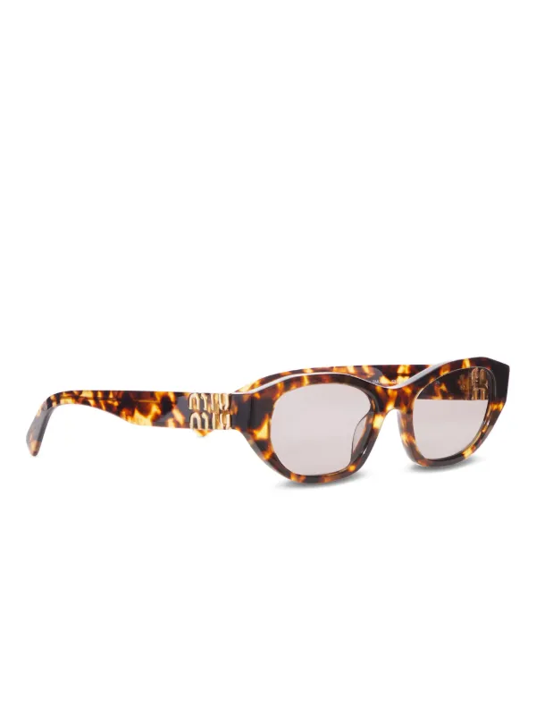 Miu Miu Eyewear ロゴプレート サングラス | ブラウン | FARFETCH JP