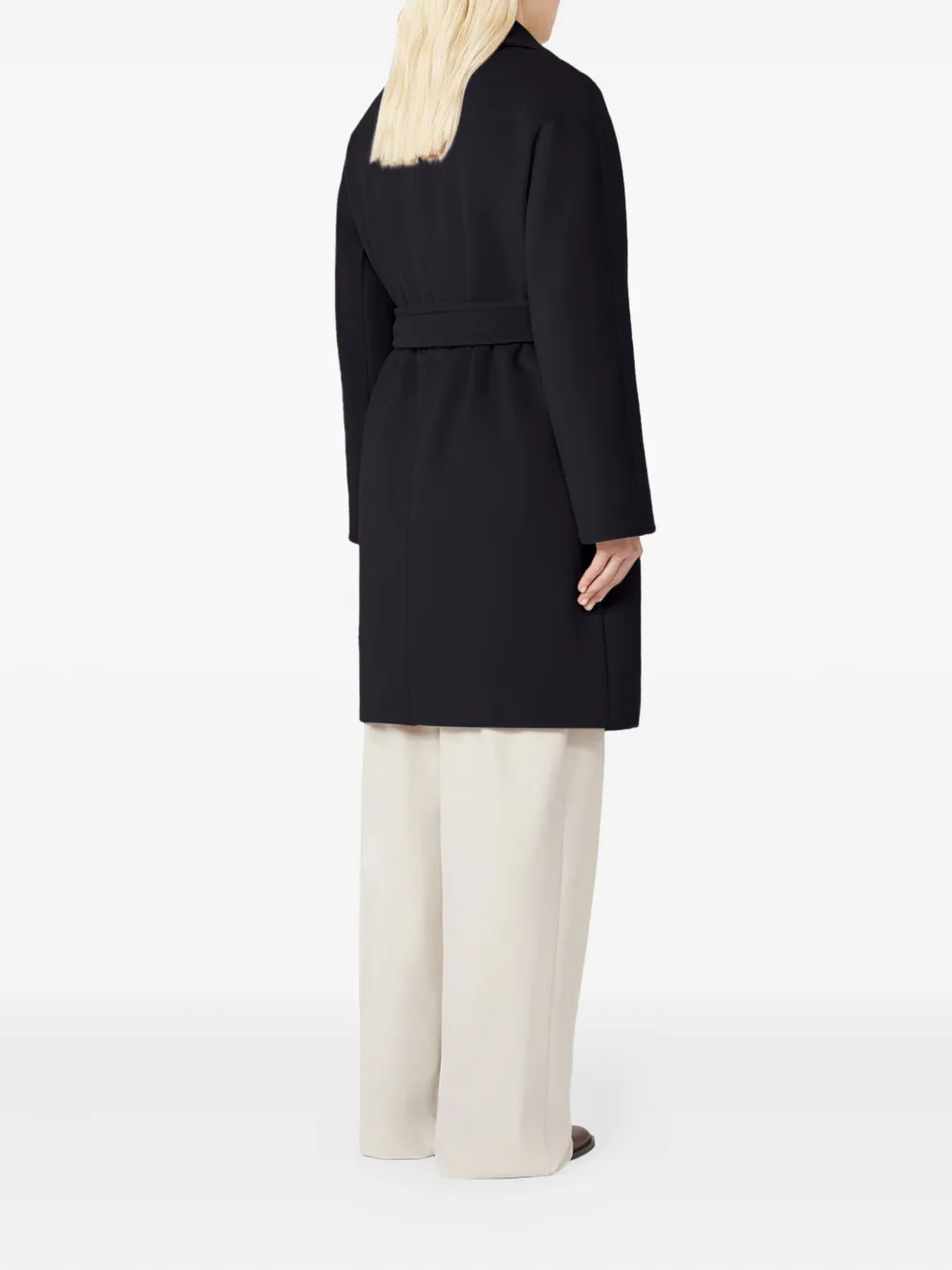 Max Mara Belted Wool Coat In Black